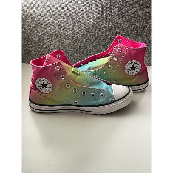 Size 3 Converse Youths Chuck Taylor All Star HI TOP Rainbow Shoes No Laces - Picture 1 of 8
